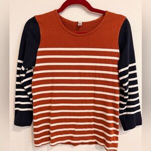 J. Crew Orange and White Striped Top